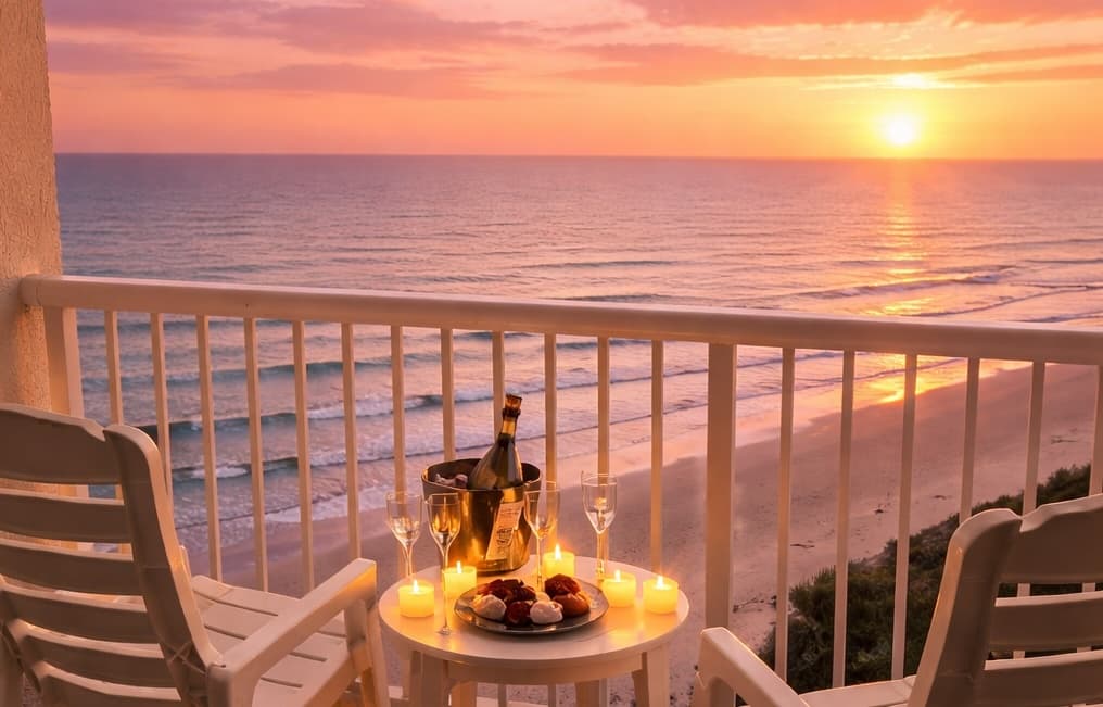 Romantic oceanfront balcony in Myrtle Beach
