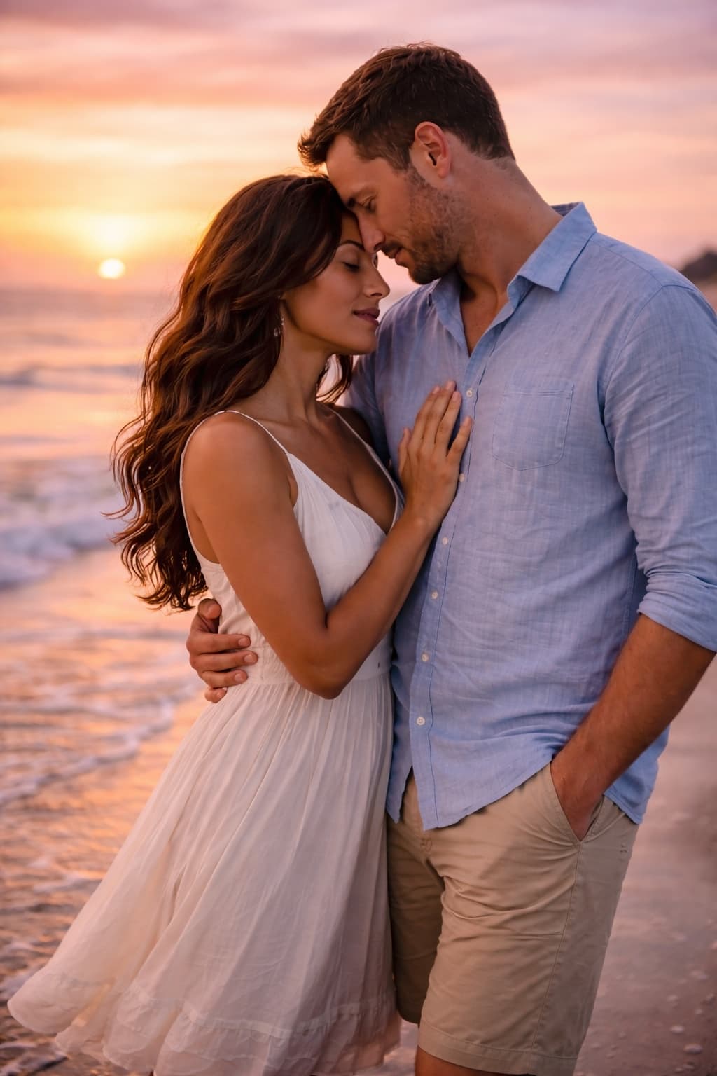 Romantic couple enjoying Myrtle Beach sunset